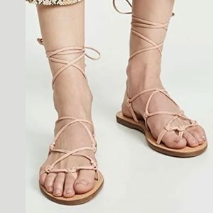 Boardwalk Pink Lace Up Leather Gladiator Sandal